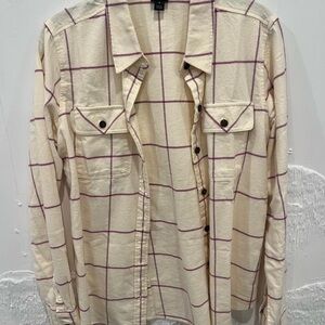 Patagonia Cream and Purple Plaid Shirt